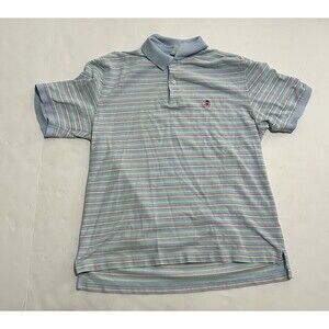 BROOKS BROTHERS 365 Original Fit Men Cotton Polo Striped Blue Shirt Size L Large